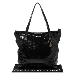 مملوكة مسبقًا Salvatore Ferragamo Black Patent Leather Shopper Tote