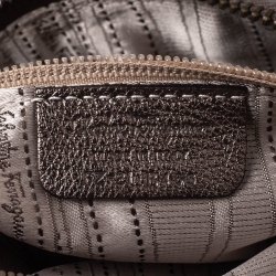 Pre Owned Salvatore Ferragamo Metallic Grey Leather Isabel Boston Bag