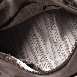Pre Owned Salvatore Ferragamo Metallic Grey Leather Isabel Boston Bag