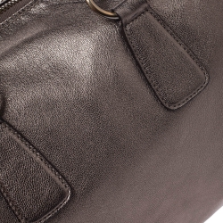 Pre Owned Salvatore Ferragamo Metallic Grey Leather Isabel Boston Bag