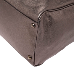 Pre Owned Salvatore Ferragamo Metallic Grey Leather Isabel Boston Bag