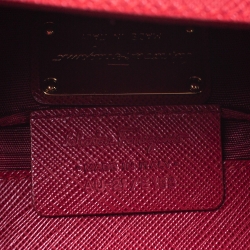 Pre Owned Salvatore Ferragamo Red Leather Bow Flap Chain Shoulder Bag