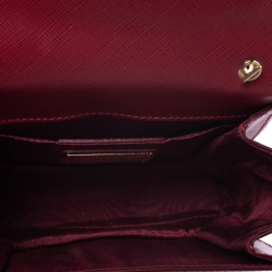 Pre Owned Salvatore Ferragamo Red Leather Bow Flap Chain Shoulder Bag