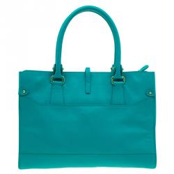 Pre Owned Salvatore Ferragamo Green Leather Medium Briana Tote