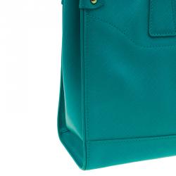 Pre Owned Salvatore Ferragamo Green Leather Medium Briana Tote