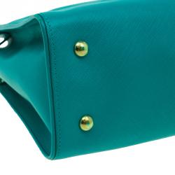 Pre Owned Salvatore Ferragamo Green Leather Medium Briana Tote