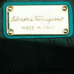 Pre Owned Salvatore Ferragamo Green Leather Medium Briana Tote