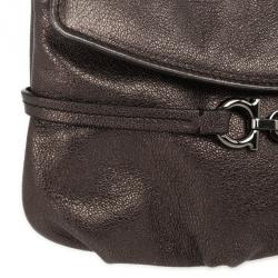 مملوكة مسبقًا Salvatore Ferragamo Bronze Leather Clutch