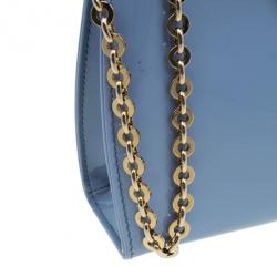 مملوكة مسبقًا حقيبة كلتش سالفاتوري فيراغامو فارا بيوما جلد لامع زرقاء