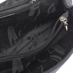 Pre Owned Salvatore Ferragamo Black Fabric and Leather Shoulder Bag