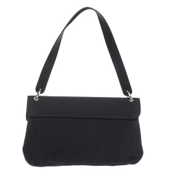 Pre Owned Salvatore Ferragamo Black Fabric and Leather Shoulder Bag