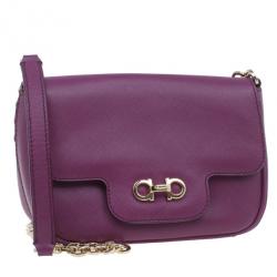 مملوكة مسبقًا حقيبة كروس سالفاتوري فيراغامو جانسيني إيكونا فيت باريس جلد سافيانو بنفسجي