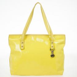 Pre Owned Salvatore Ferragamo Patent Yellow Tote 