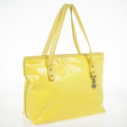 Pre Owned Salvatore Ferragamo Patent Yellow Tote 