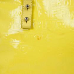 Pre Owned Salvatore Ferragamo Patent Yellow Tote 