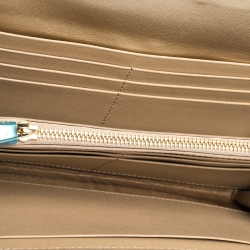 Pre Owned Salvatore Ferragamo Gold Leather Gancini City Wallet on Chain