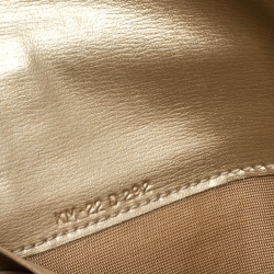 Pre Owned Salvatore Ferragamo Gold Leather Gancini City Wallet on Chain