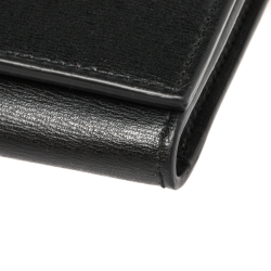 Pre Owned Salvatore Ferragamo Black Leather Gancio City Wallet on Chain