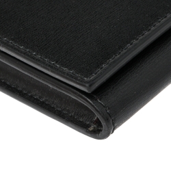 Pre Owned Salvatore Ferragamo Black Leather Gancio City Wallet on Chain