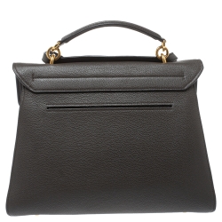 Salvatore Ferragamo Dark Brown Leather Gancini Top Handle Bag