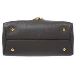 Salvatore Ferragamo Dark Brown Leather Gancini Top Handle Bag