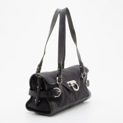 Pre Owned Salvatore Ferragamo Black Logo Satchel