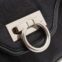 Pre Owned Salvatore Ferragamo Black Logo Satchel