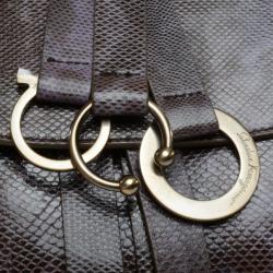 Pre Owned Salvatore Ferragamo Perla Large Python Clutch