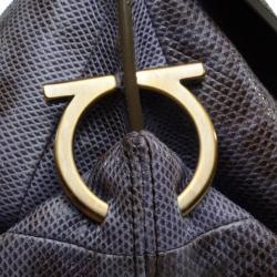 Pre Owned Salvatore Ferragamo Perla Large Python Clutch