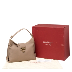 Pre Owned Salvatore Ferragamo Nude Beige Leather Fanisa Hobo