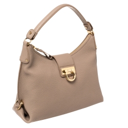 Pre Owned Salvatore Ferragamo Nude Beige Leather Fanisa Hobo