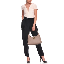 Pre Owned Salvatore Ferragamo Nude Beige Leather Fanisa Hobo