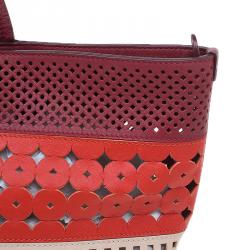 مملوكة مسبقًا Salvatore Ferragamo Multicolor Leather Laser Cut Shopper Tote