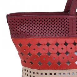 مملوكة مسبقًا Salvatore Ferragamo Multicolor Leather Laser Cut Shopper Tote