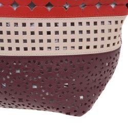 مملوكة مسبقًا Salvatore Ferragamo Multicolor Leather Laser Cut Shopper Tote