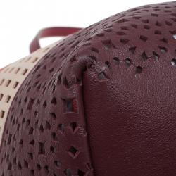 مملوكة مسبقًا Salvatore Ferragamo Multicolor Leather Laser Cut Shopper Tote