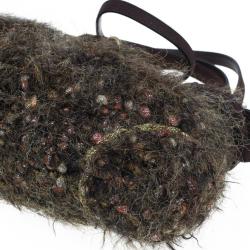 مملوكة مسبقًا Salvatore Ferragamo Brown Metallic Wool Marisa Satchel