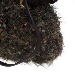 مملوكة مسبقًا Salvatore Ferragamo Brown Metallic Wool Marisa Satchel