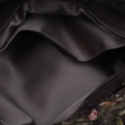 مملوكة مسبقًا Salvatore Ferragamo Brown Metallic Wool Marisa Satchel