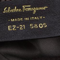 مملوكة مسبقًا Salvatore Ferragamo Brown Metallic Wool Marisa Satchel