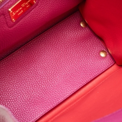 Pre Owned Salvatore Ferragamo Magenta Leather Small Amy Tote