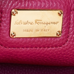 Pre Owned Salvatore Ferragamo Magenta Leather Small Amy Tote