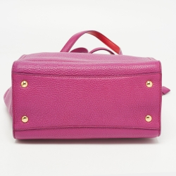 Pre Owned Salvatore Ferragamo Magenta Leather Small Amy Tote