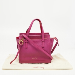 Pre Owned Salvatore Ferragamo Magenta Leather Small Amy Tote
