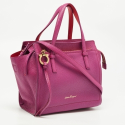 Pre Owned Salvatore Ferragamo Magenta Leather Small Amy Tote