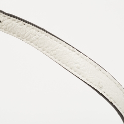 Pre Owned Salvatore Ferragamo White Ostrich Gancini Flap Shoulder Bag