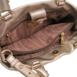 Pre Owned Salvatore Ferragamo Gold Leather Vara Bow Tote