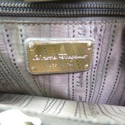 Pre Owned Salvatore Ferragamo Gold Leather Vara Bow Tote