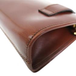 Pre Owned Salvatore Ferragamo Brown Gancini Leather Flap Bag