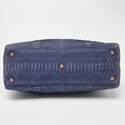 Pre Owned Salvatore Ferragamo Blue Python Gancini Satchel